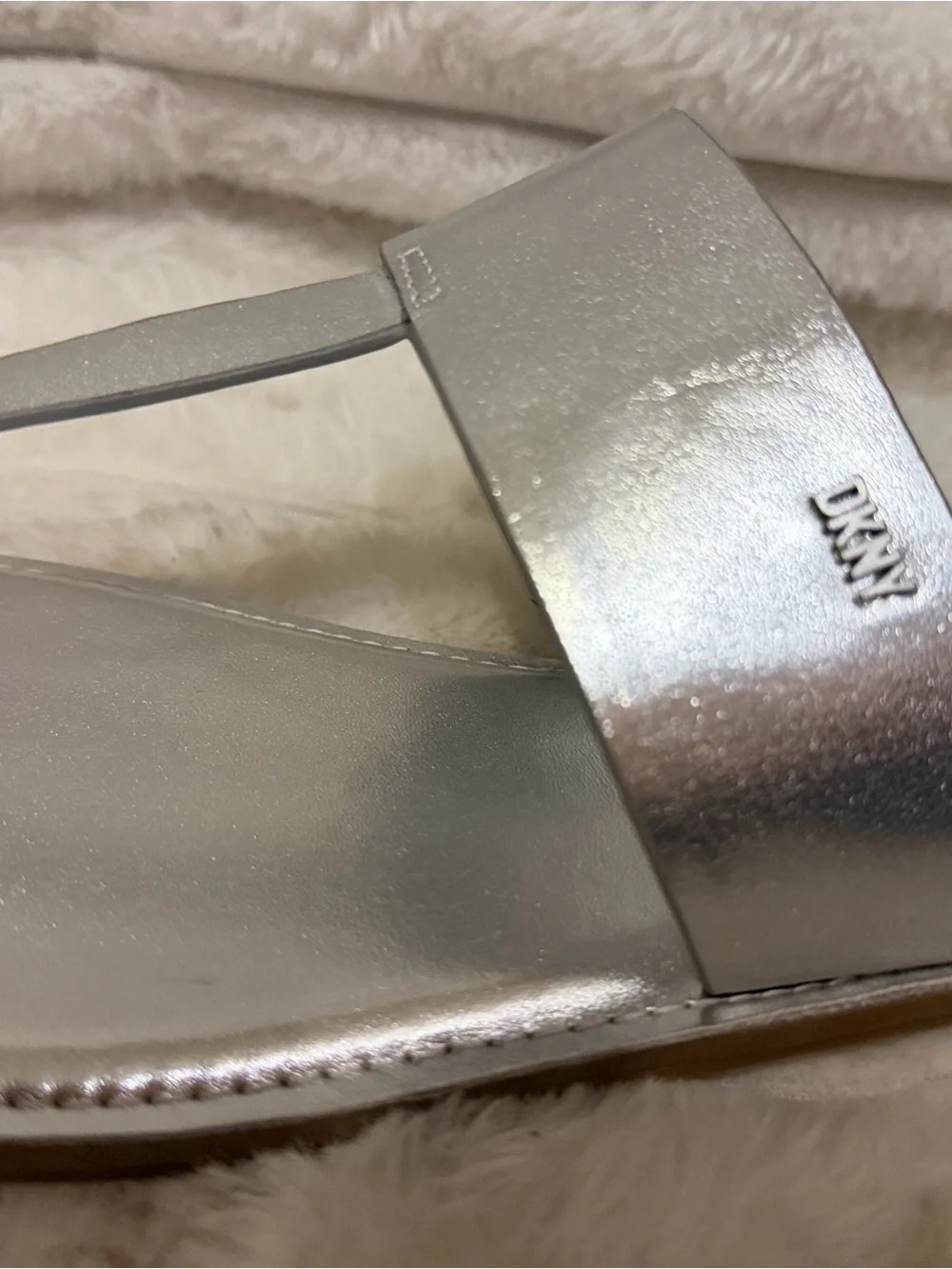 DKNY Metallic Silver Thong Sandals